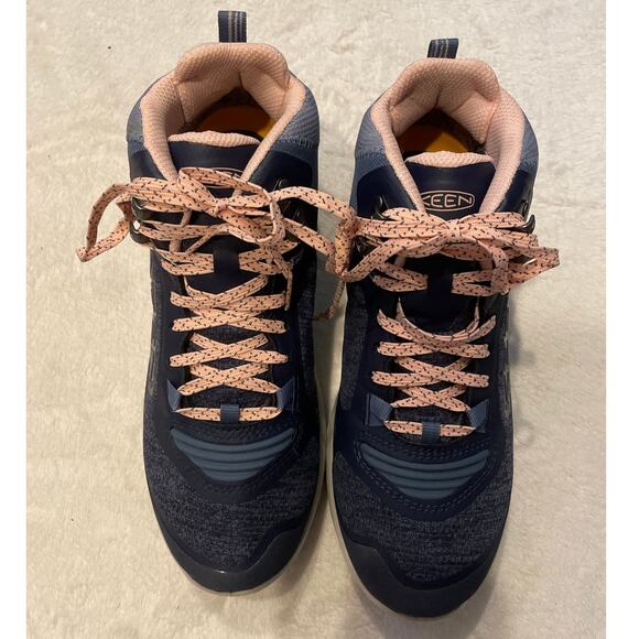 KEEN Terradora Flex Mid Height Waterproof Hiking Boots 7.5 Vintage Indigo/Peach - Picture 4 of 12